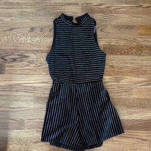 Black and Silver Striped Girls Romper